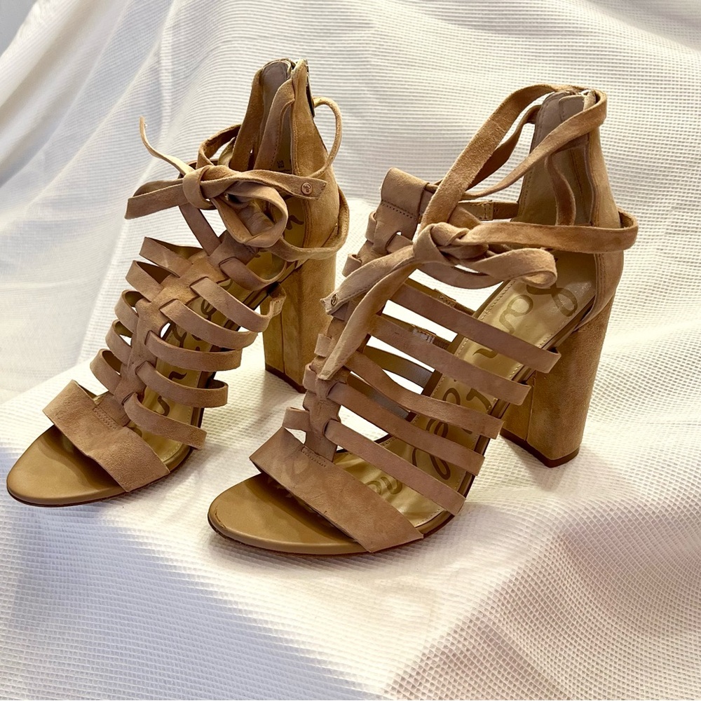 Sam Edelman Sz 9 Yarina Suede Gladiator Block Heel Sandals UEC - Picture 3 of 10